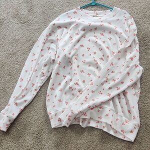 Peach Love California White and Pink Floral Long Sleeve Tee